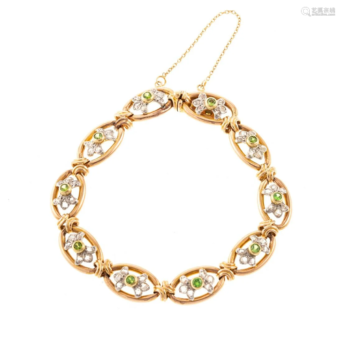 A French Demantoid Garnet & Diamond Bracelet