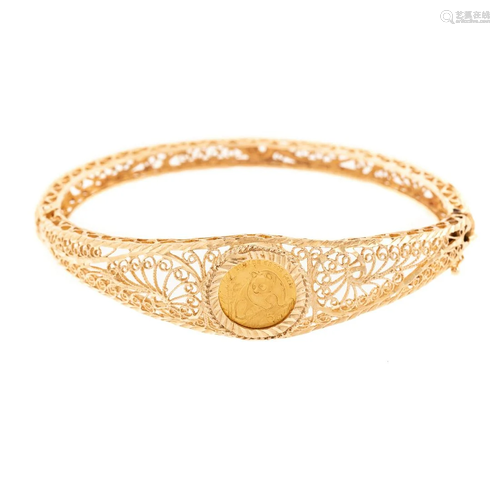 A 14K Bracelet with 1990 1/20 Chinese Gold Panda