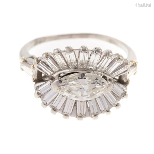 A Vintage Marquise & Baguette Diamond Ring in Plat