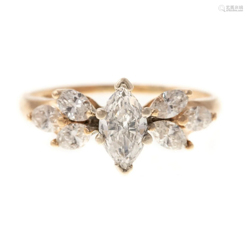 A Marquise Cut Diamond Engagement Ring in 14K