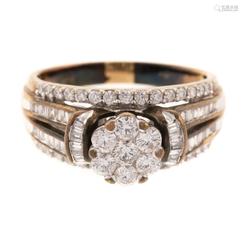 A Triple Row Diamond Cluster Ring in 10K