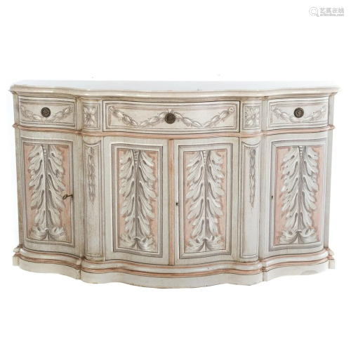 French Style Painted Wood Marble Top Buffet