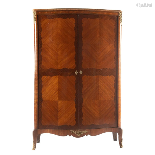 Louis XV Style Fruitwood Marble Top Cabinet