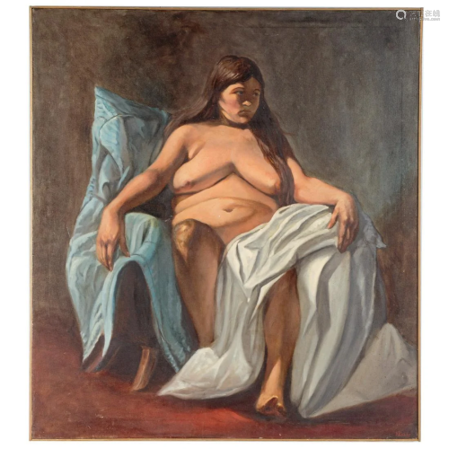 Nathaniel K. Gibbs. Seated Nude, oil