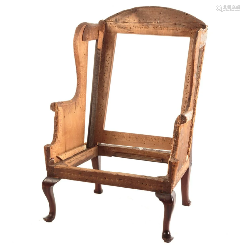 George II Mahogany Wing Chair Frame