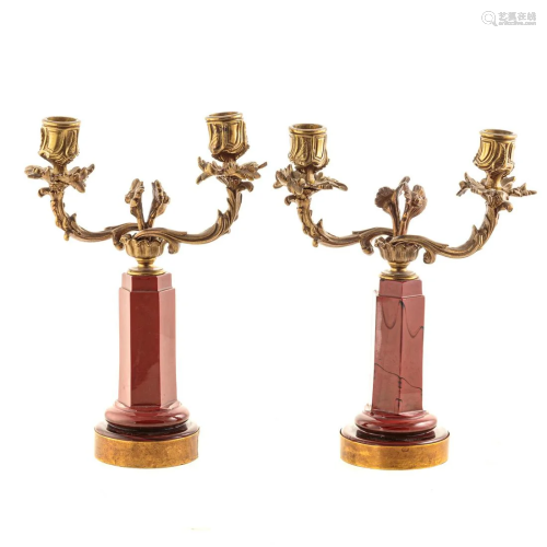 Pair French Empire Style Lithylin Candelabra