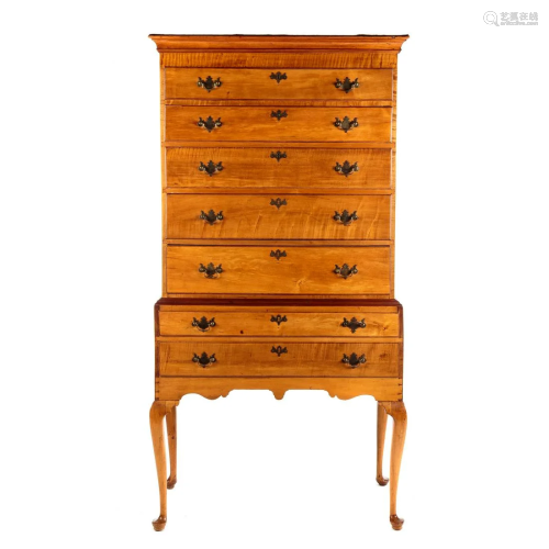 Federal Tiger Maple Highboy