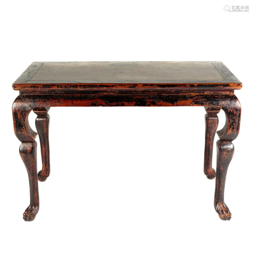 Asian Style Distressed Console Table