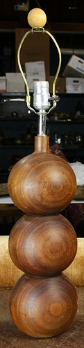 A Moderne turned wood lamp