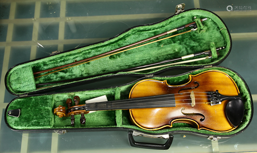 A German copy of Stradavarius violin with 2 bows