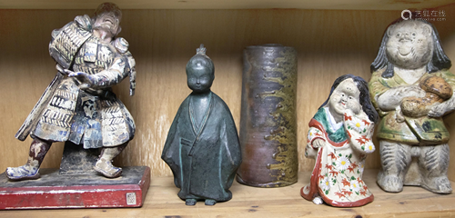 (lot of 5) Four Japanese decorative figures and a