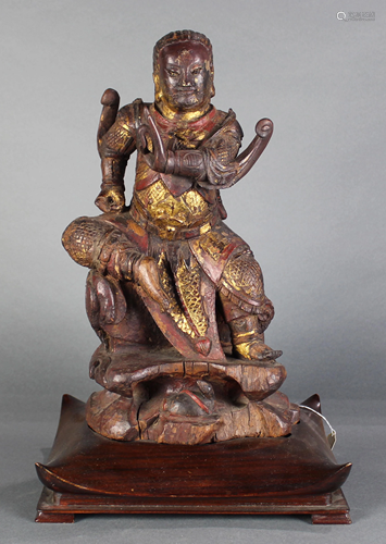 A Gilt-Lacquered Wood Figure of Guan Yu