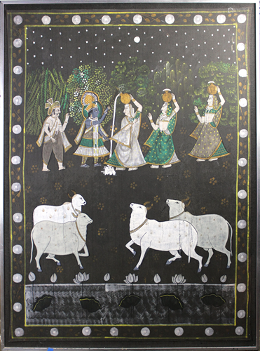 Pichhwai, Krishna with Gopis