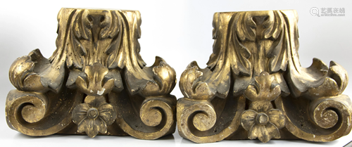 Pair of Classical style carved giltwood capitals,