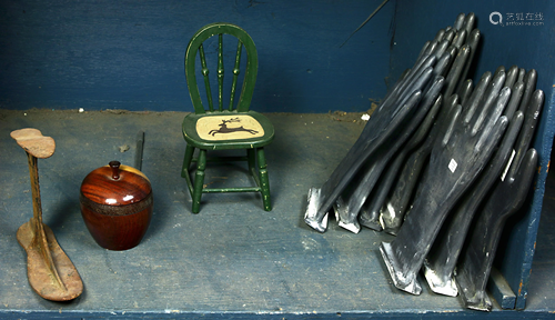 One shelf of associated decoratives including hand