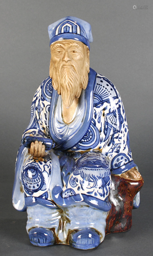 Chinese blue and white figure of a scholar