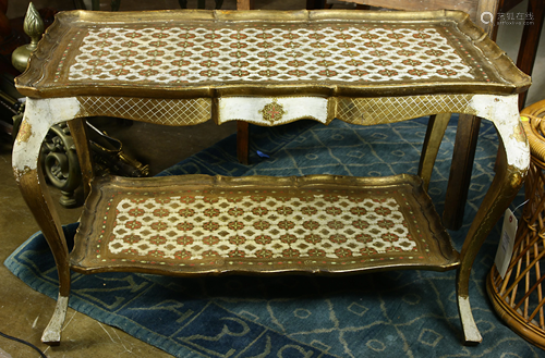 A Venetian partial gilt gessoed wood coffee table