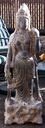 Chinese style cast figural sculpture of deity