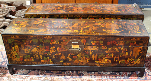 Pair of Chinese lacquered blanket chests