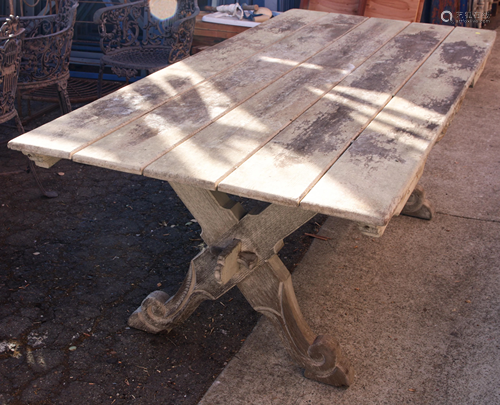 Monterey style outdoor teak dining table