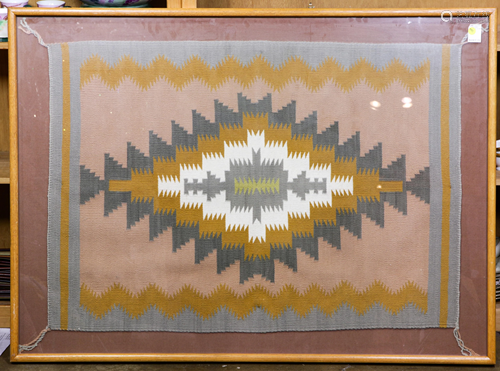 Navajo wool rug with peach ground