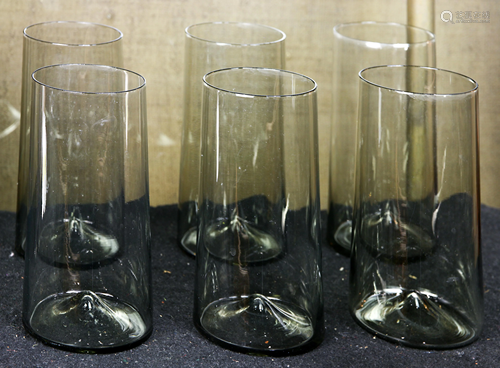 (Set of 6) Mid Century Modern topaz colored handblown