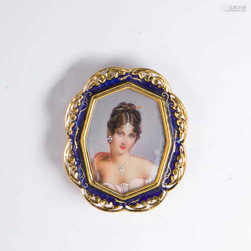 An Italian enamel and eighteen karat gold portrait