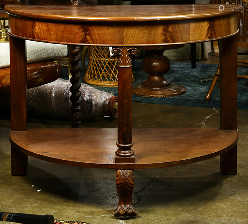 A classical style mahogany demilune table