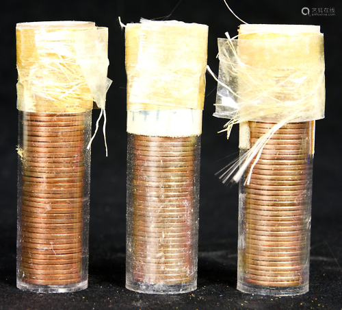 Group of Lincoln cent rolls