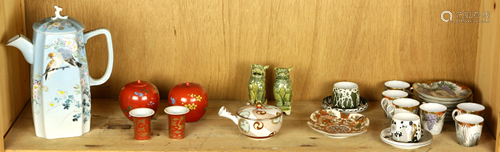 A shelf of Japanese porcelains