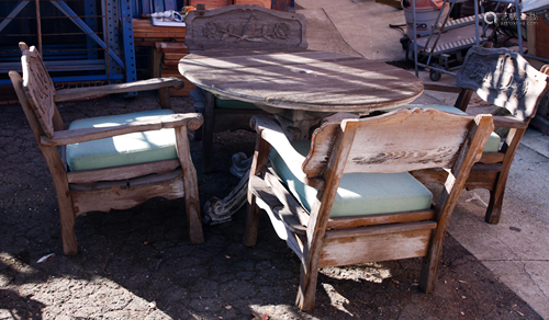 Monterey style teak patio suite