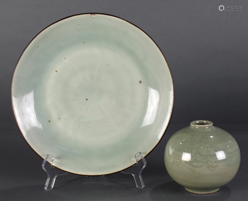 (lot of 2) Asian celadon items