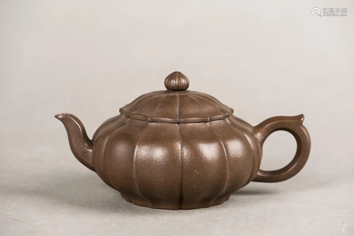 Chinese Pumpkin-Shaped Zisha Teapot