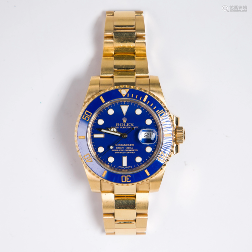 An eighteen karat gold wristwatch, Rolex Submariner,
