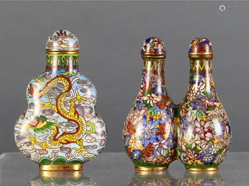 (lot of 2) Two Chinese cloisonne enamel snuff bottles