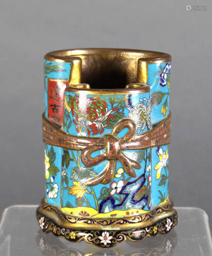 Japanese cloisonne brush pot/chopstick holder