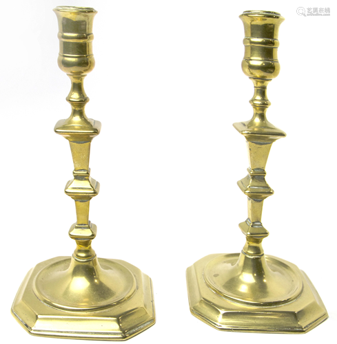 Pair of diminutive brass candlesticks