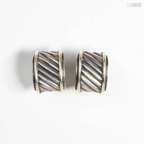 A pair of sterling earclips