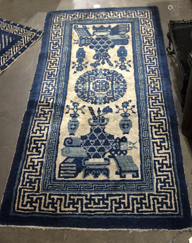 Chinese Ningxia blue & white 100 antique rug