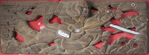 Japanese carved wood architectural panel