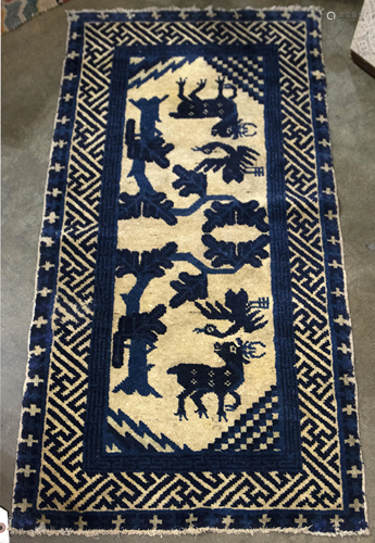 Chinese Baotou blue rug with deer