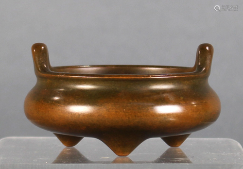 Chinese bronze tripod censer with stand