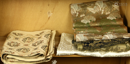 (lot of 5) Japanese silk brocade obis