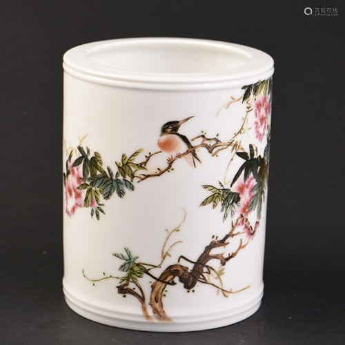 Chinese Liu Yucen porcelain brush pot