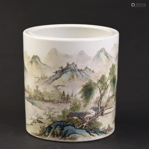 Chinese Zhang Zhitang porcelain brush pot