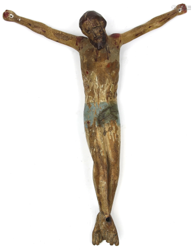 A Spanish Colonial style polychrome decorated crucifix