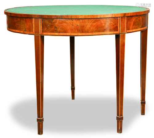 A Federal demilune marquetry decorated games table
