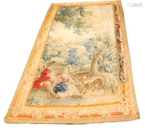 A French Aubusson tapestry likely 18th century
