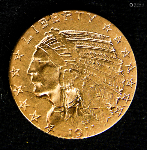 1911 Gold $5 Indian Head 