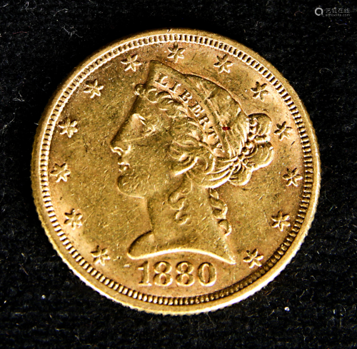 1880 Gold $5 Liberty Head 